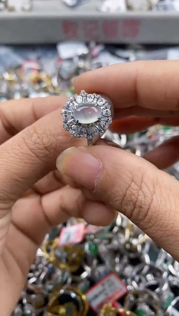 银S925镶嵌戒指翡翠888---7