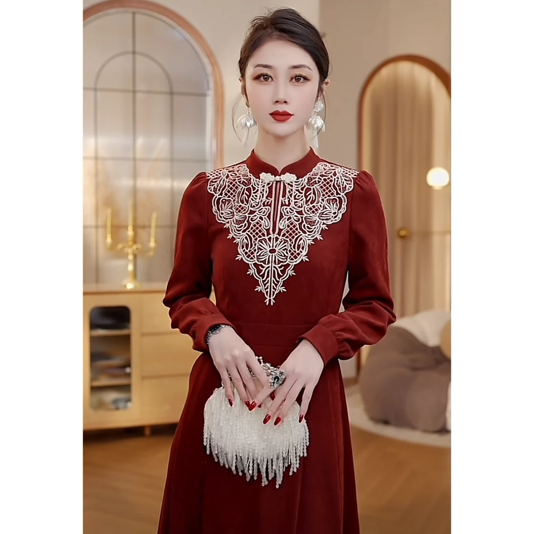 【CICI&GERTCOREL】磨坊舞会 冬季新年红色战袍连衣裙CC244L1133