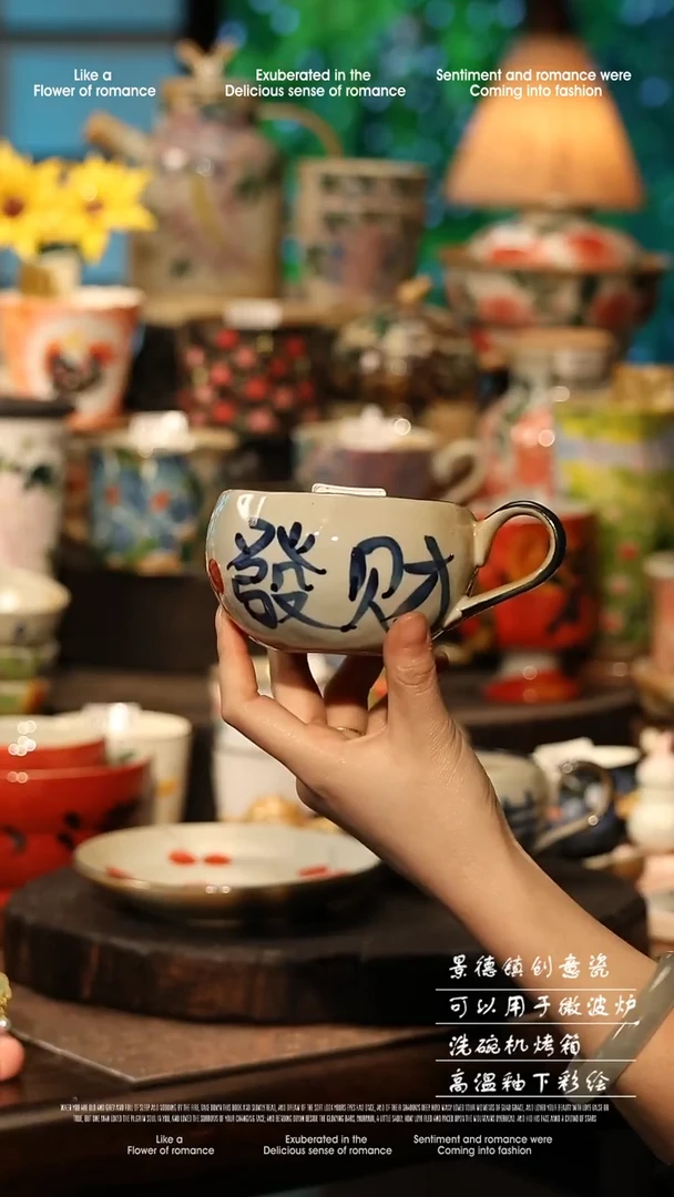 陶瓷景德镇高温釉下彩手工手绘款式