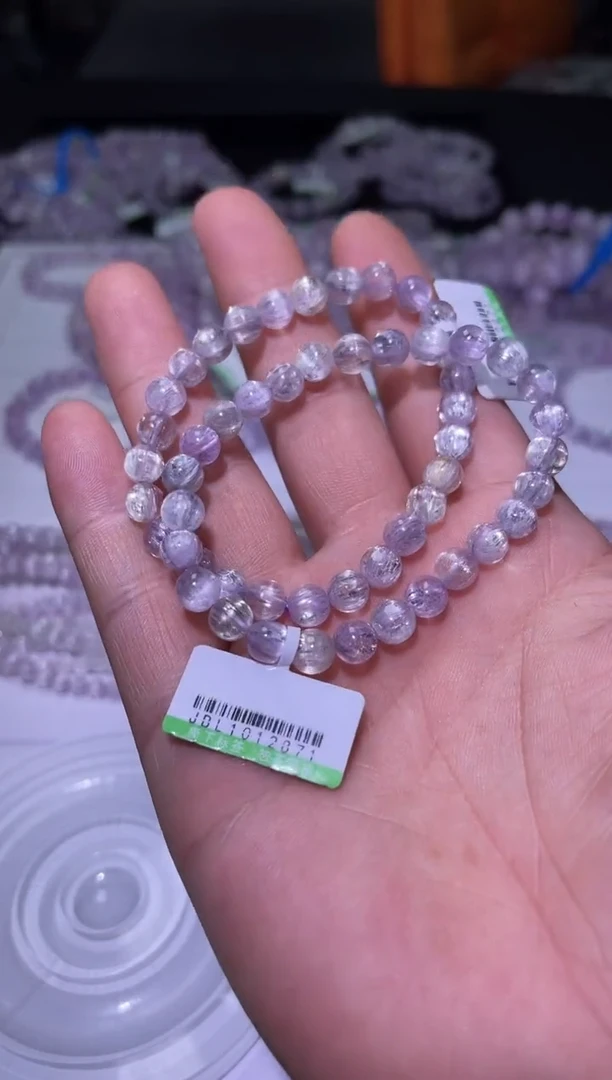 未镶嵌锂辉石手串J024-约7mm拉丝紫锂辉老型珠单圈-多样性发其一