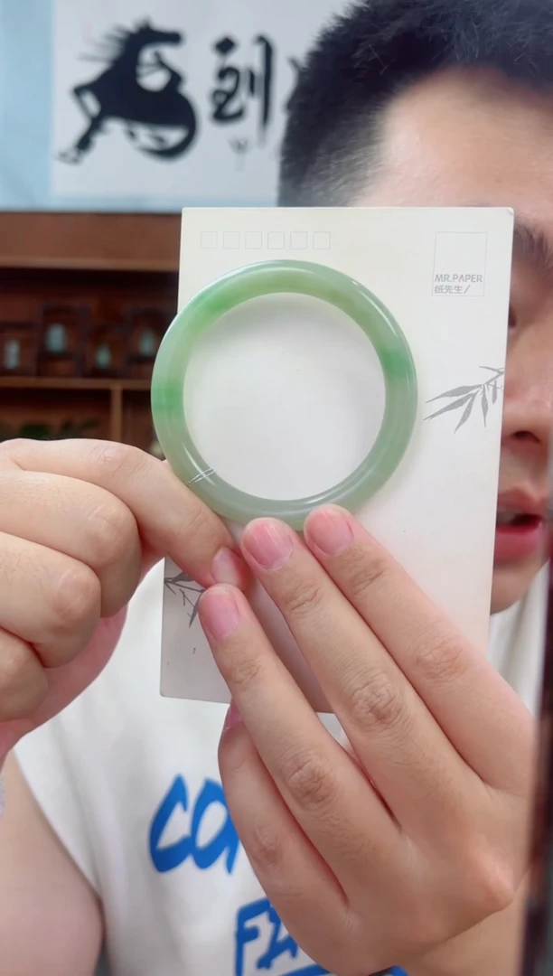 和田玉手镯未镶嵌57-56翠青