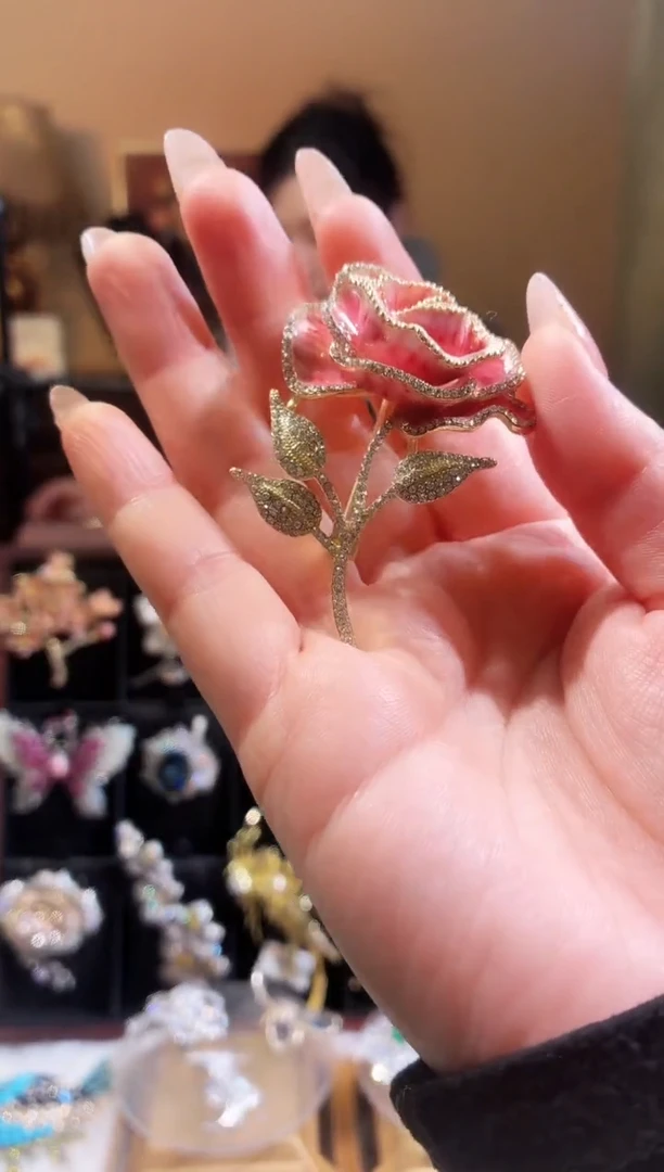 合成立方氧化锆铜合金粉色玫瑰