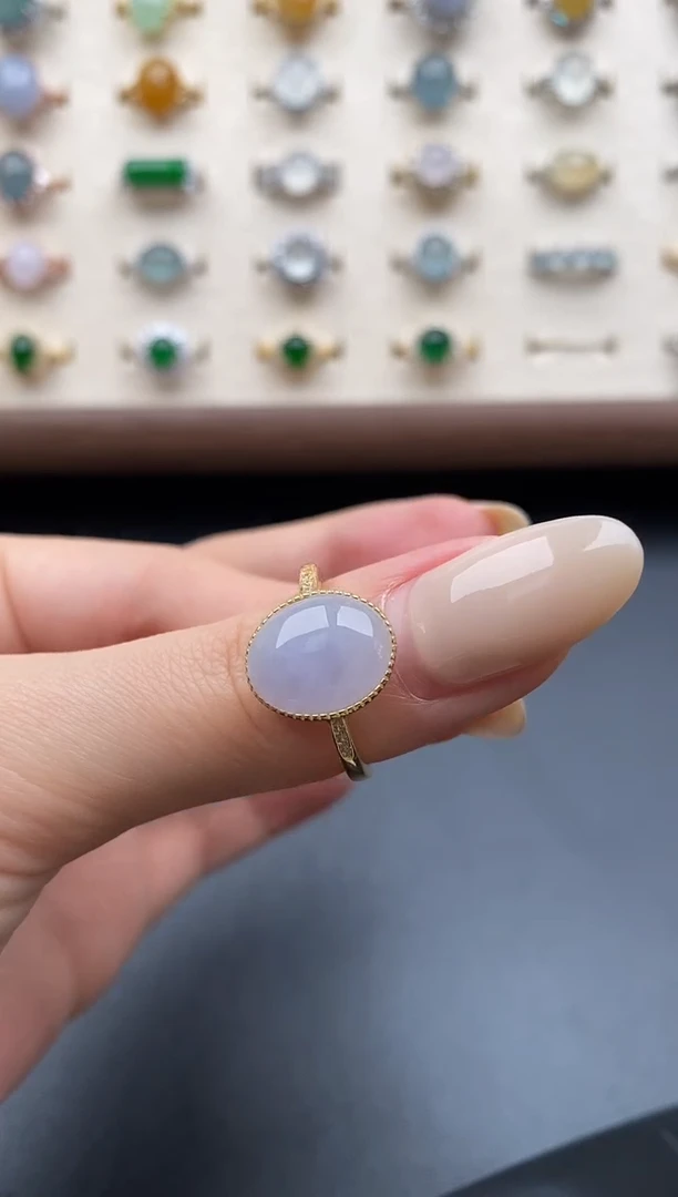 银S925镶嵌戒指翡翠一物一证一礼盒