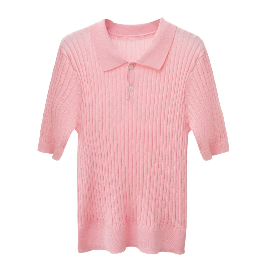 【假假妈妈团长专属】夏季经典POLO领女装短袖半开衫上衣51A010218