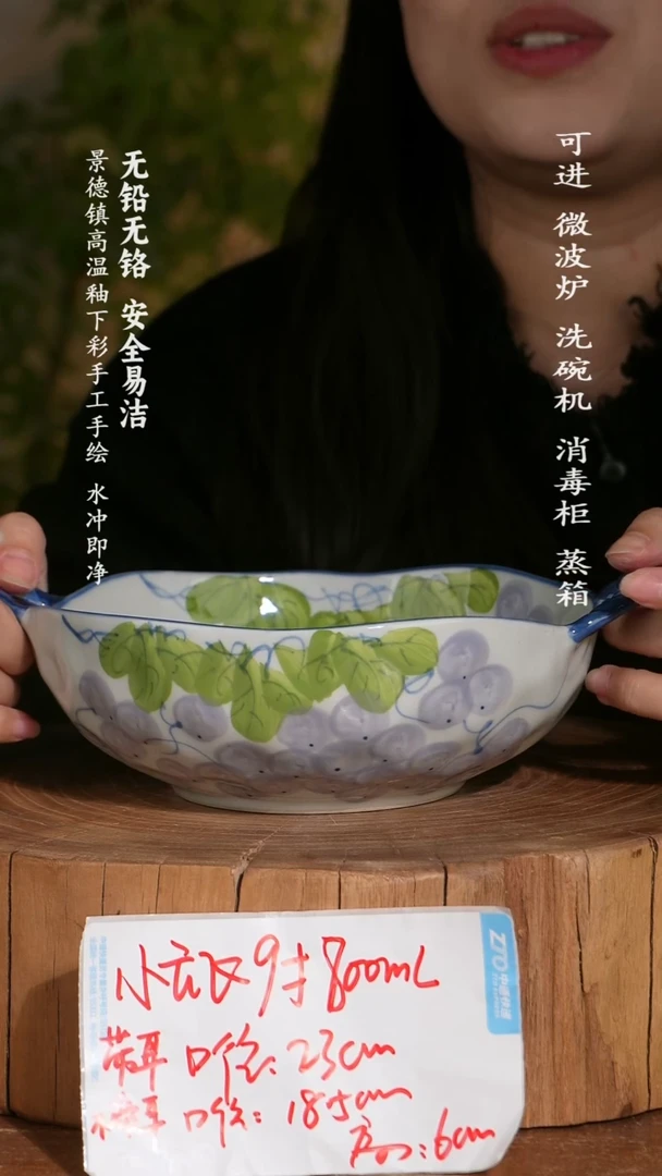 碗陶瓷景德镇高温瓷釉下彩手绘陶瓷