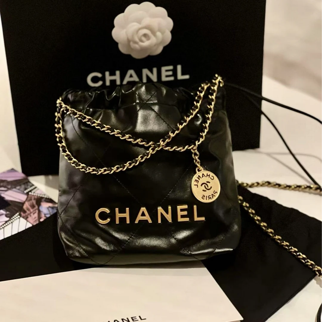 99新 Chanel/香奈儿 22bagmini 黑金 全套附件 23芯片款 成色很好