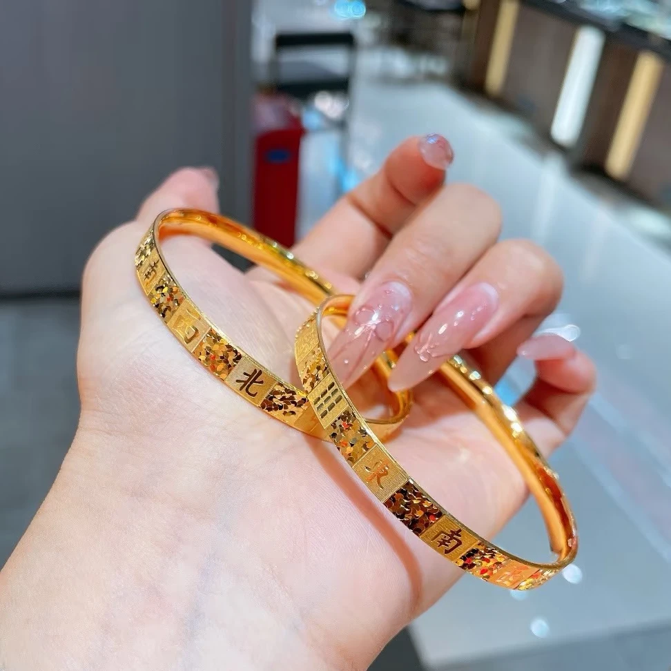 足金999古法麻将十三幺手环司凤同款轻奢新中式国风潮流黄金手镯