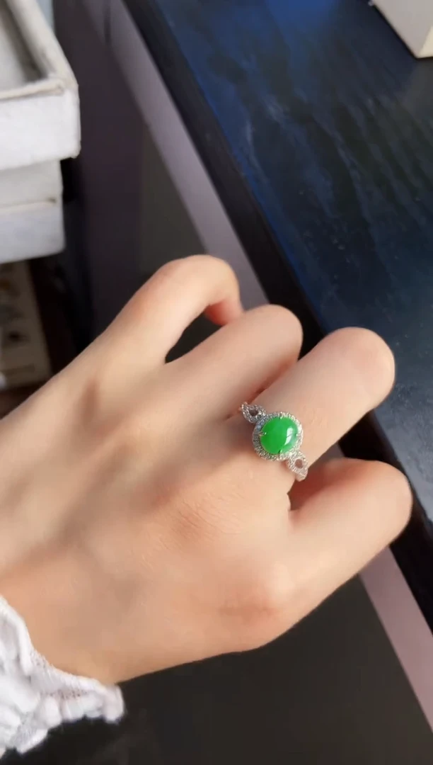 银S925镶嵌戒指翡翠12