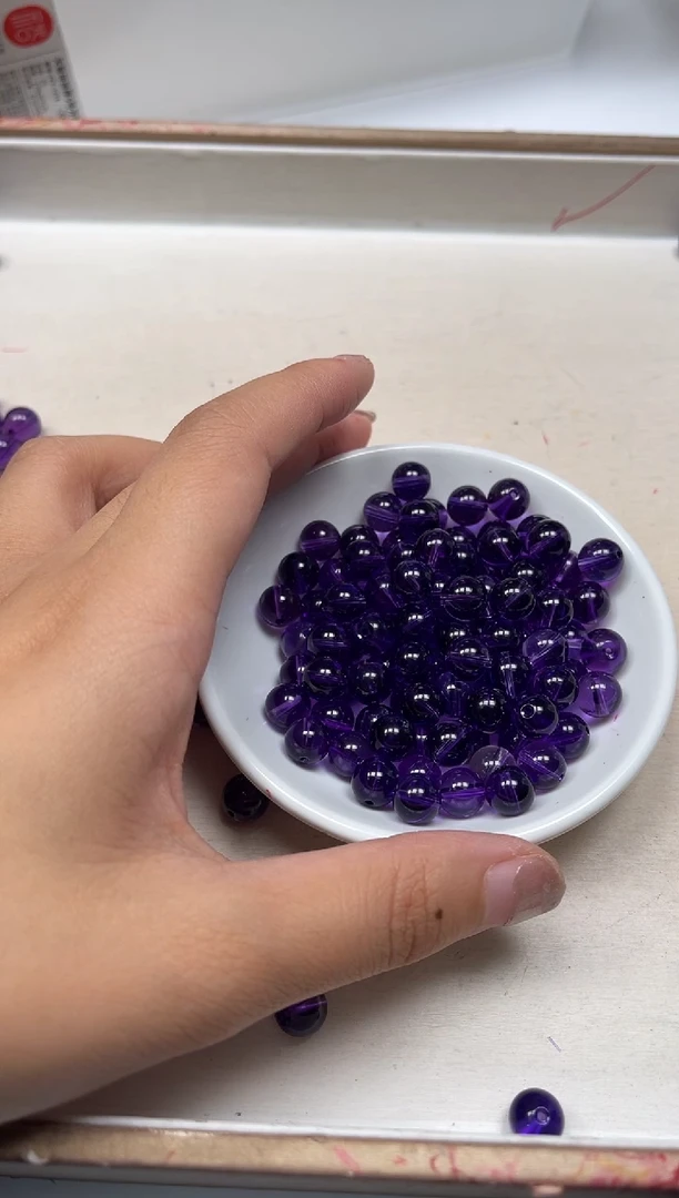 散珠未镶嵌水晶B1094紫水晶8mm5个9.9元