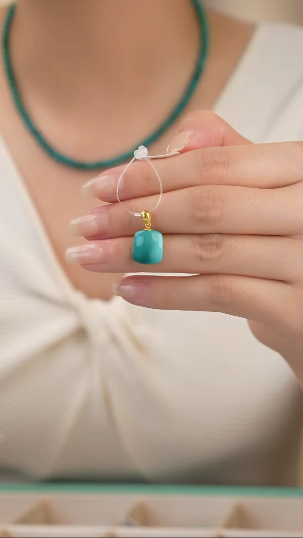 绿松石18K金镶嵌吊坠(赠链)1