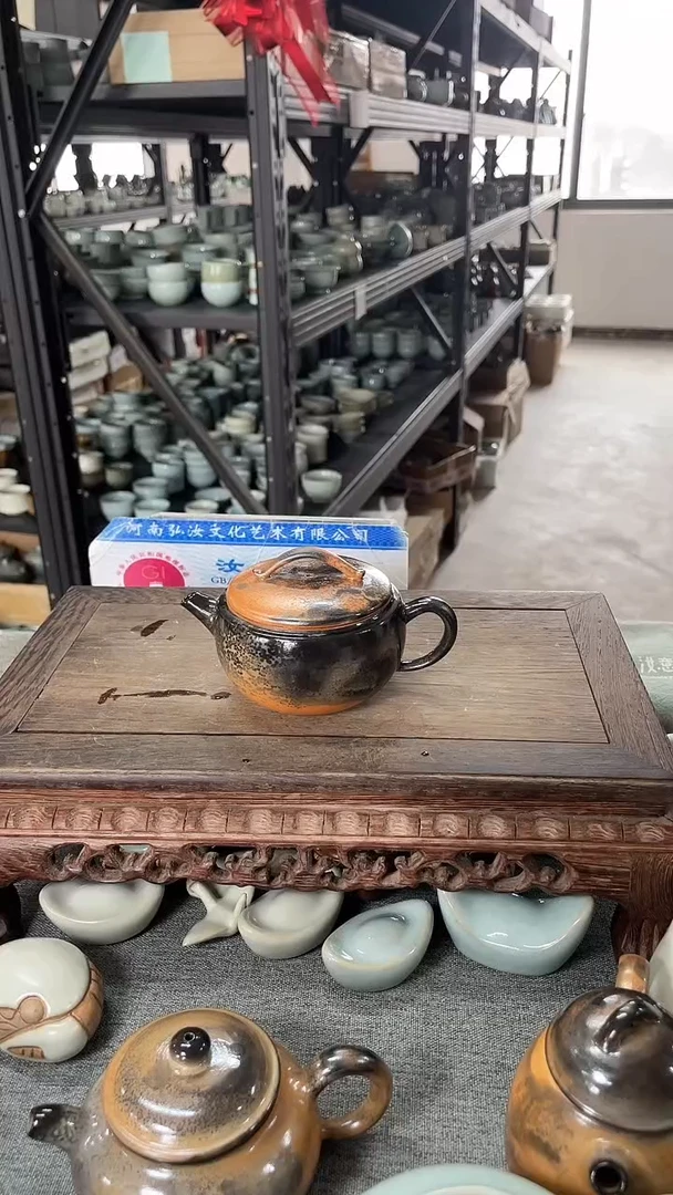 瓷片柴烧小汉瓦壶