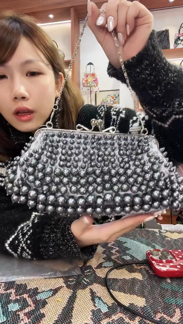 织物胜*手工珠珠包包腋下斜跨包手拿包手提晚宴包