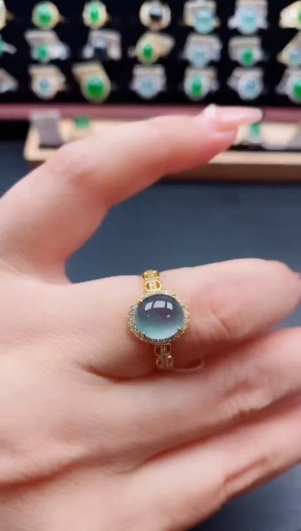 银S925镶嵌戒指翡翠1