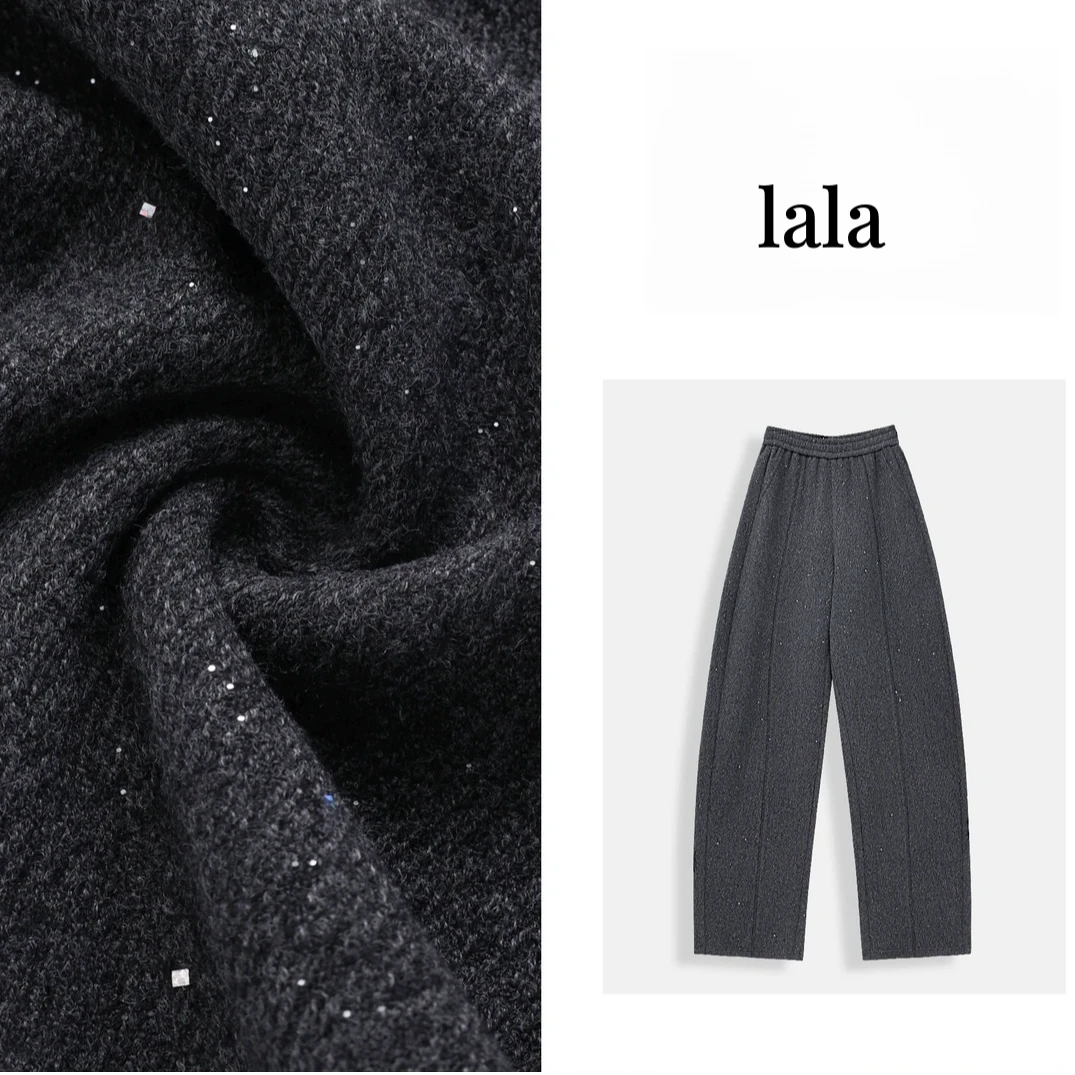 【星光点点】秋冬新款 加厚百搭高级感显瘦品质羊毛休闲裤裤 8135