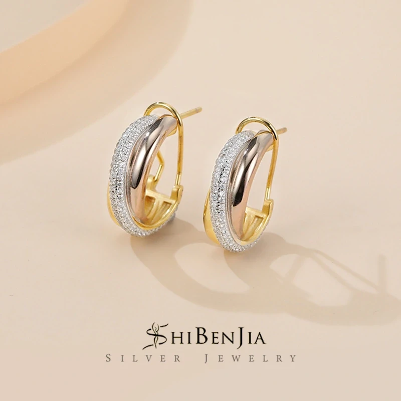 925银仿水晶耳饰 玫瑰金气质百搭耳环高级感高贵火爆款