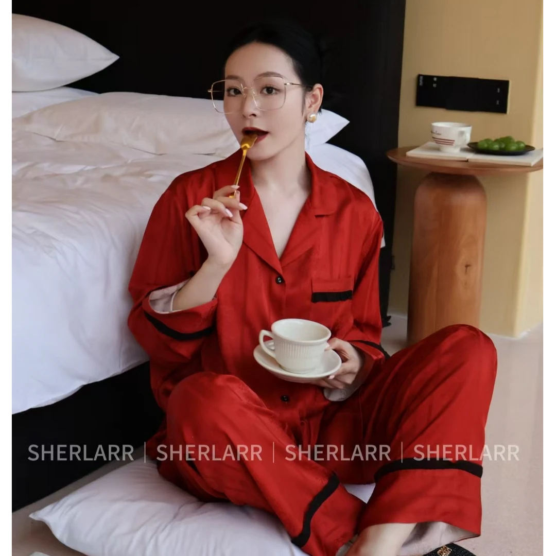 【MUYA】秋季成人红色长袖睡衣家居服套装高级家居服ZC25124