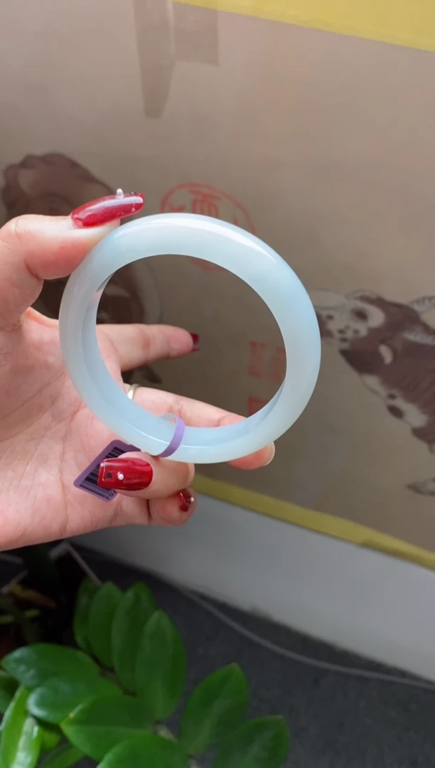 【闪购商品】翡翠手镯未镶嵌（无棉 果冻冰胶淡蓝 ）12号
