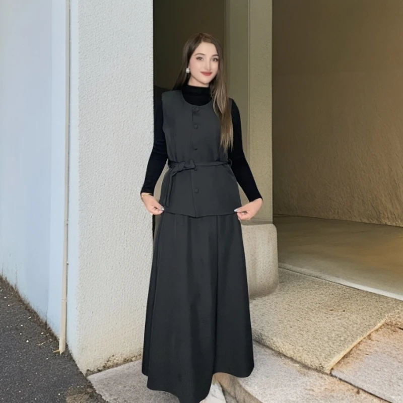 【8811】气质圆领三件套2024秋季新款高级感马甲时尚减龄洋气套装