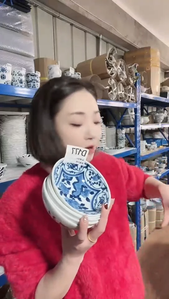 【闪购商品】瓷片日本进口瓷器14cm钵五只不同花D177