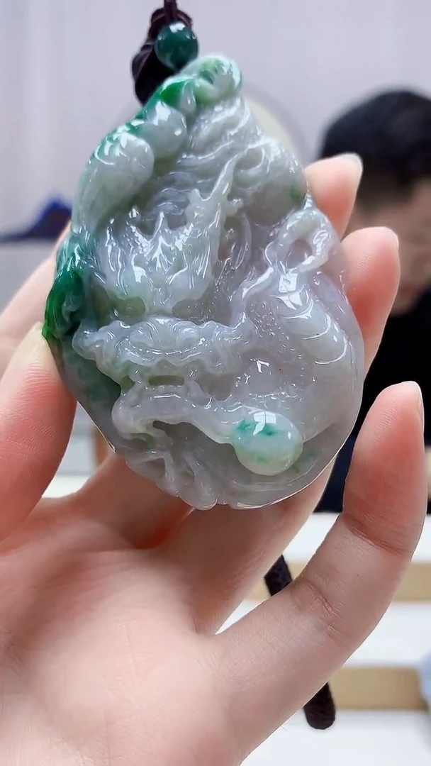 未镶嵌定制翡翠4917zm-毛货挂件龙牌34