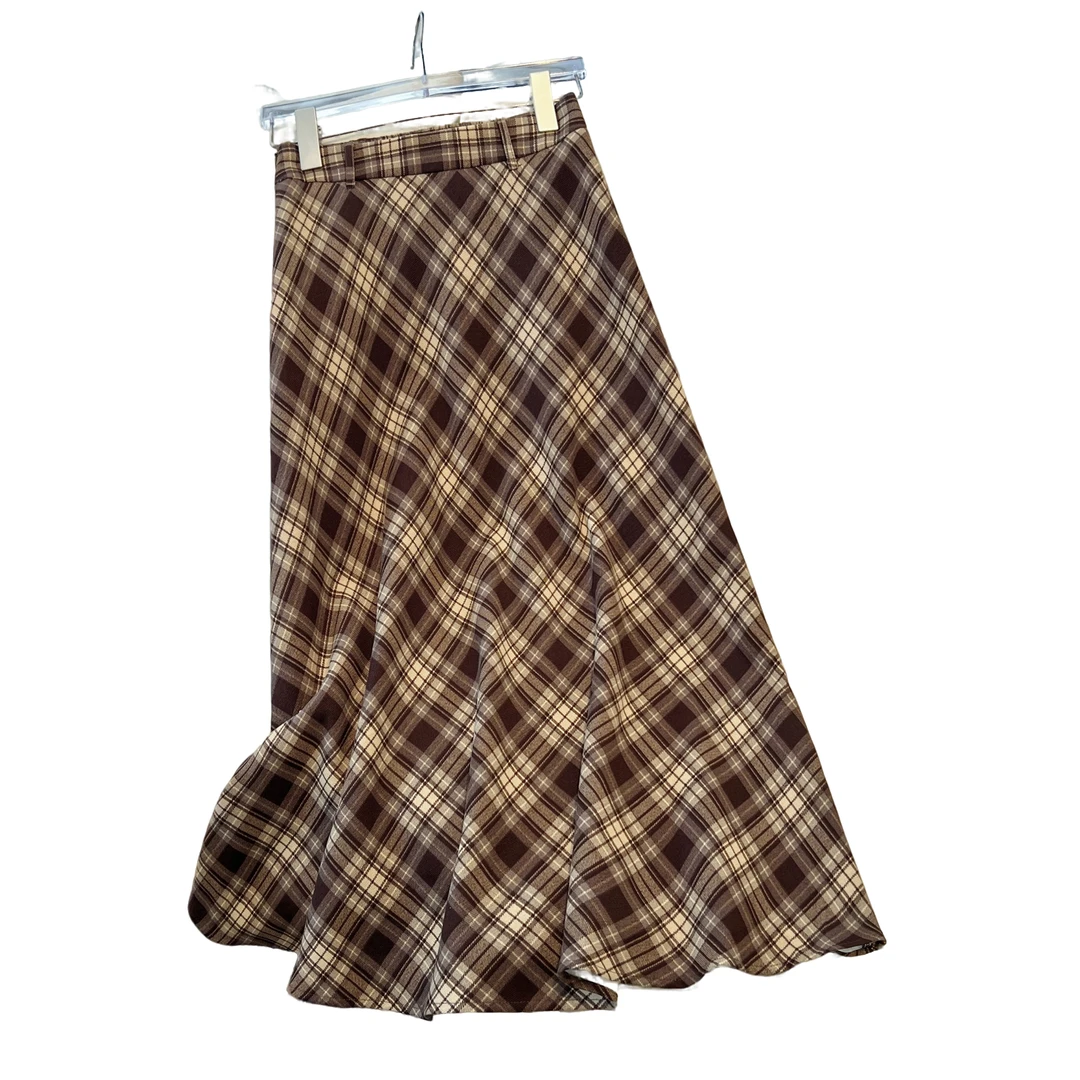 复古格子伞裙半身裙女秋季2025新款垂感巨好看格纹百褶中长a字裙