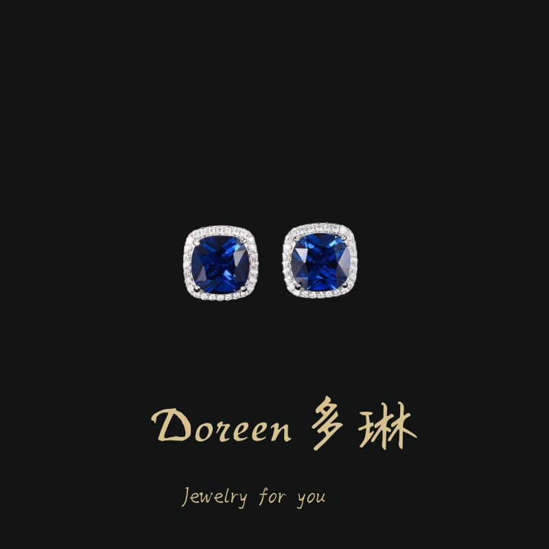 铜合金耳饰 蓝色方糖耳钉NC772