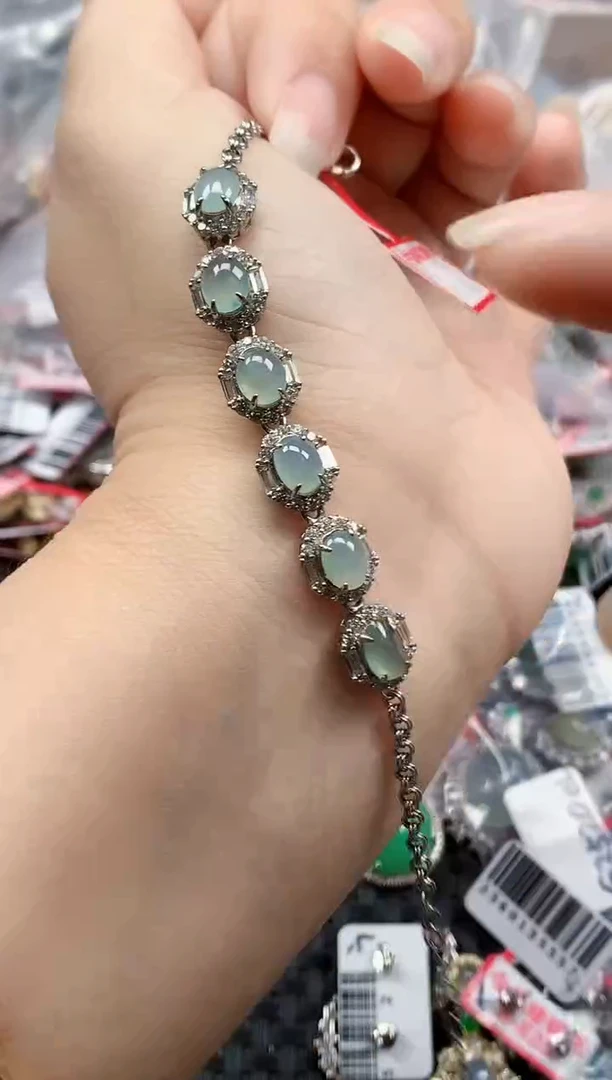 银S925镶嵌戒指翡翠天然A货缅甸翡翠