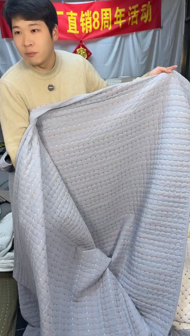 棉纯棉米粒秀灰蓝色230*250三件套