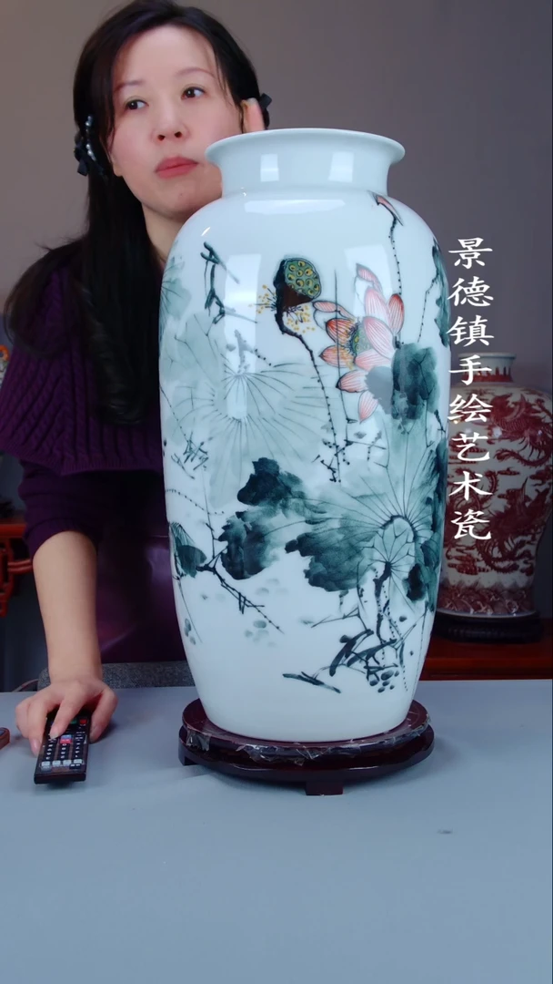 瓶陶景德镇手工手绘陶瓷摆件33