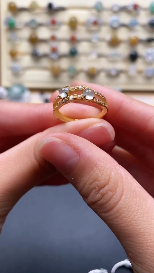 银S925镶嵌戒指翡翠4444444+6