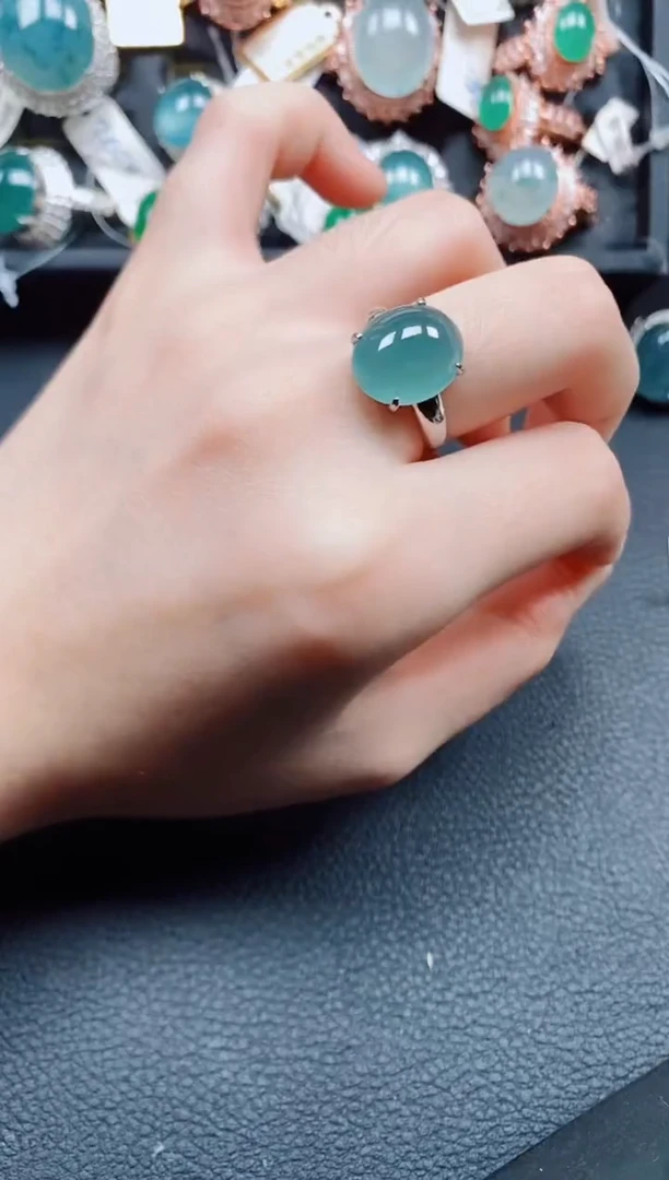 银S925镶嵌戒指翡翠翡翠
