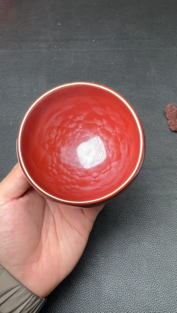 【闪购商品】茶盏建盏故事荣宝斋廖设生柿红祥云35