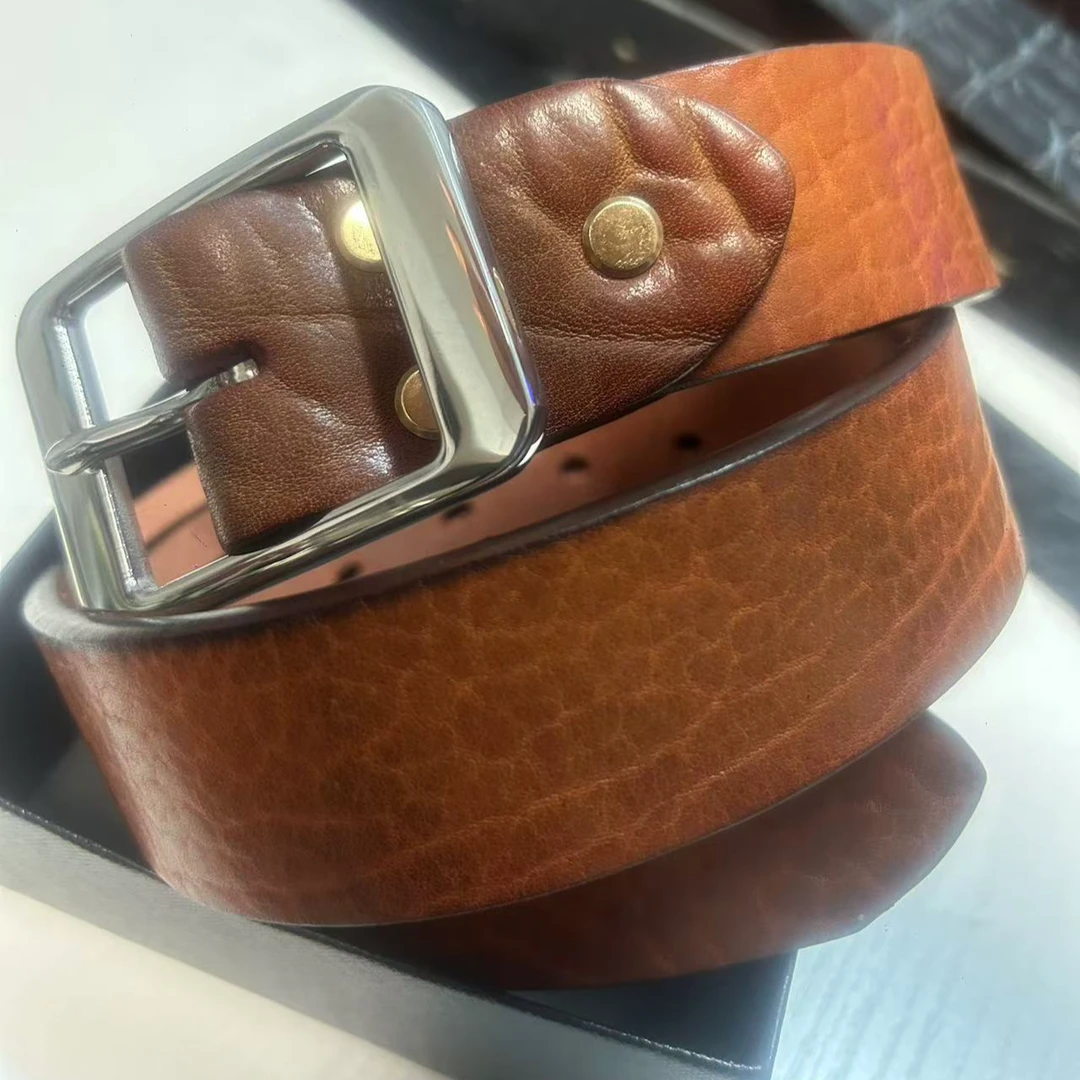 野牛纹中性男默认风格光身成人腰带百搭真皮皮带休闲潮流复古牛仔