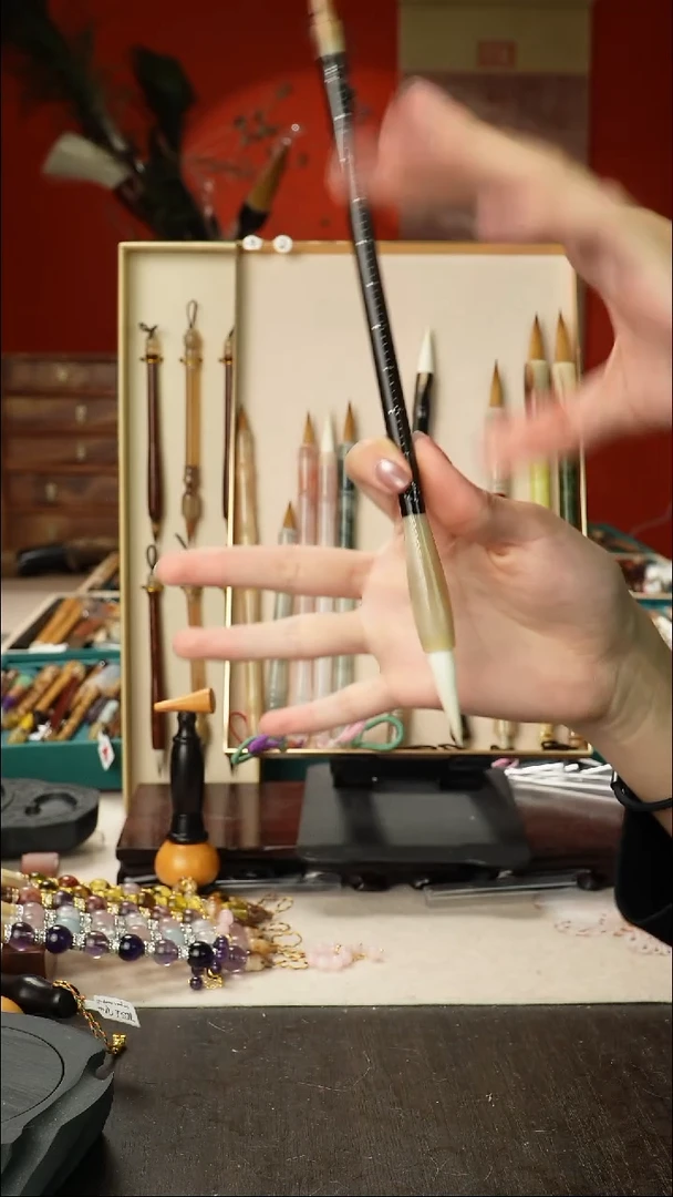 1号孤品高货毛笔链接 清水试笔 蘸墨不退