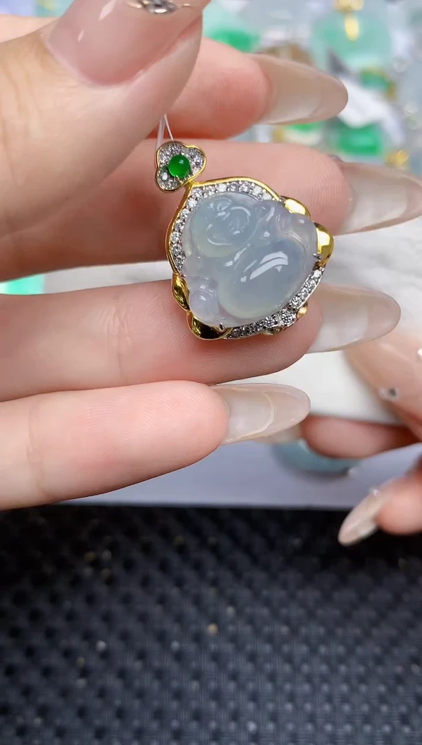 颈饰银S925镶嵌翡翠49   天然翡翠A货  百元以上9米证书费自理