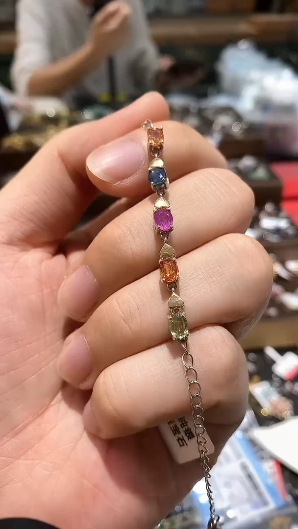 【闪购商品】蓝宝石手链银S925镶嵌手链