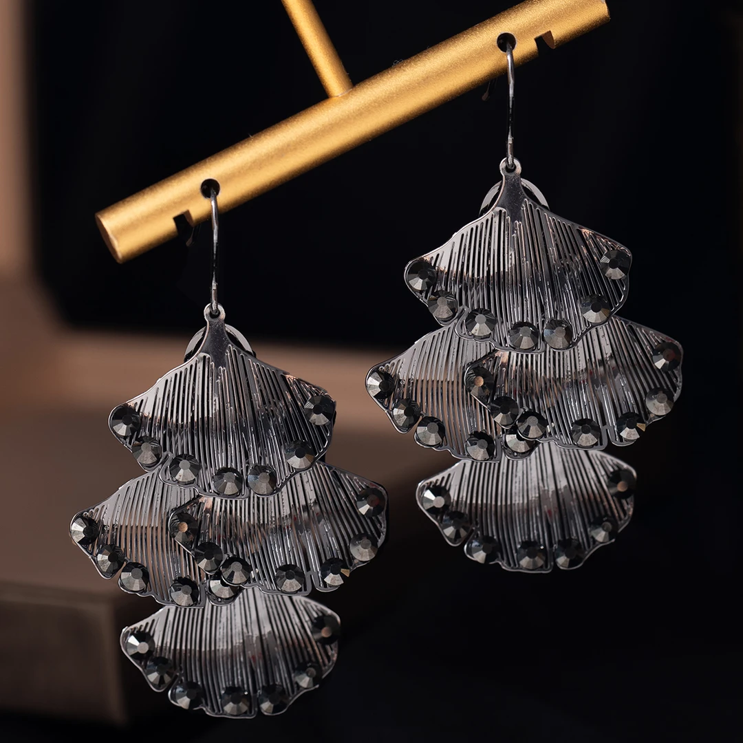 铜合金合成锆石耳饰 【LANSE 新年系列·蝉翼】气质时尚百搭复古耳环