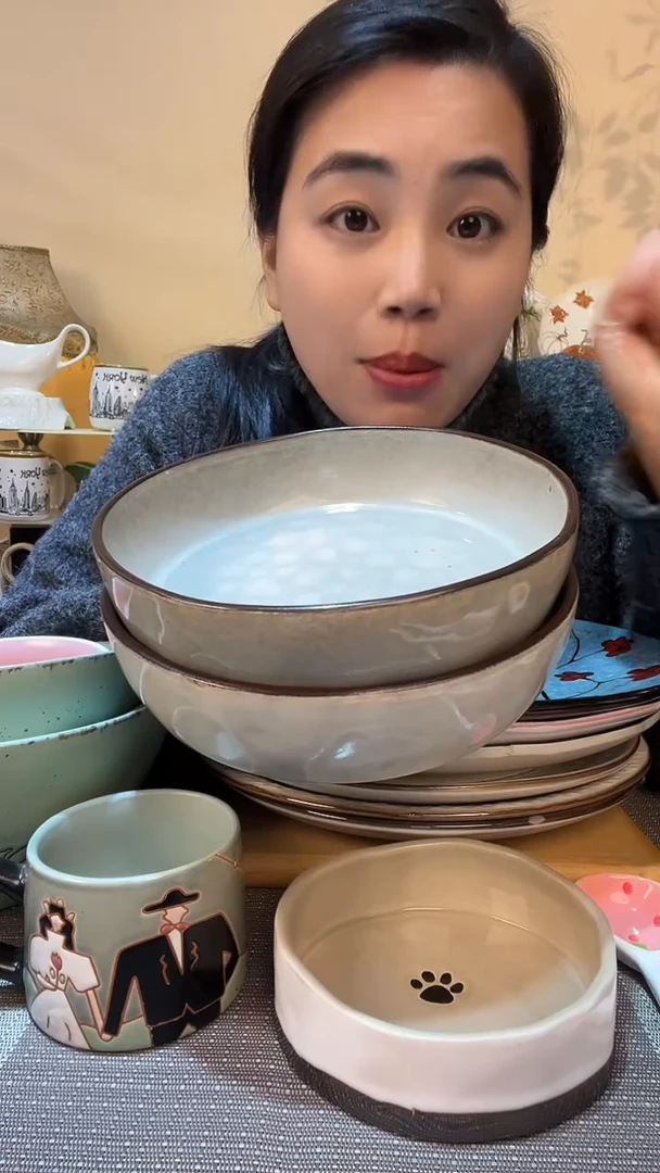 【闪购商品】瓷片瑕疵款2个7.8英寸麻点异形碗 介意勿拍