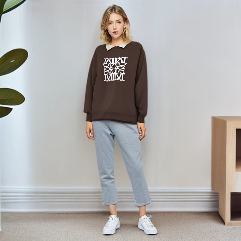 24-059 8803-2长袖时尚百搭加绒宽松连帽韩版冬季卫衣潮流休闲