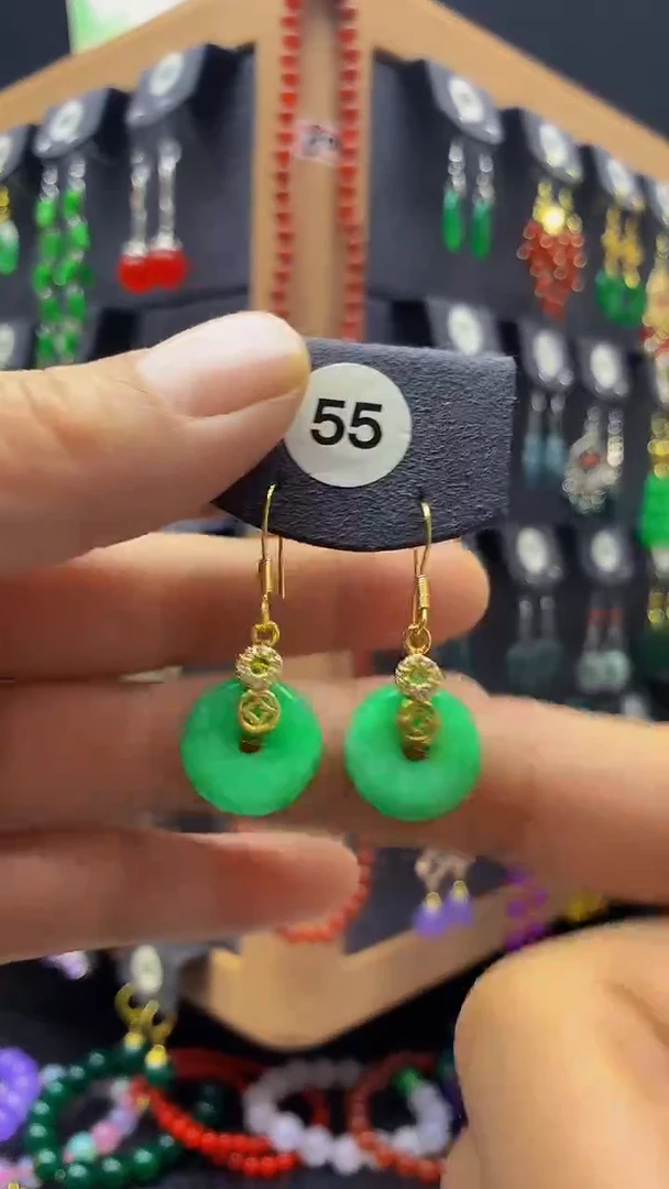 【闪购商品】玛瑙/玉髓耳坠银S925镀金镶嵌耳饰