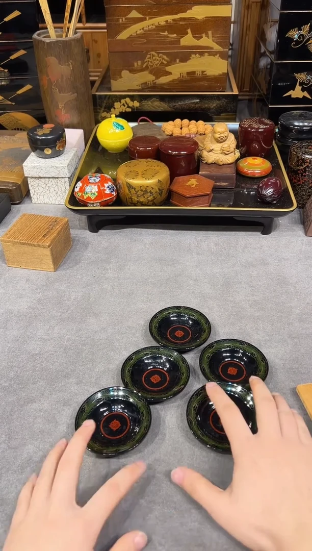 蒟酱 杯垫五片 大漆漆器大漆漆器