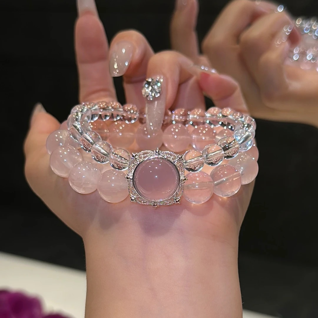 【心动】预售天然双圈粉水晶白水晶手串