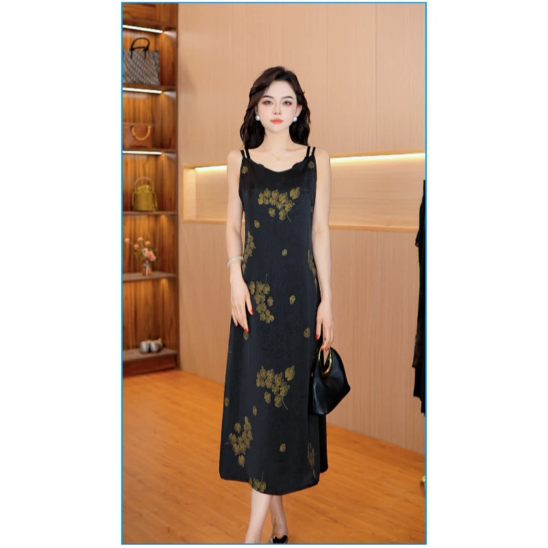 8677-3【金钱草】女士吊带连衣裙