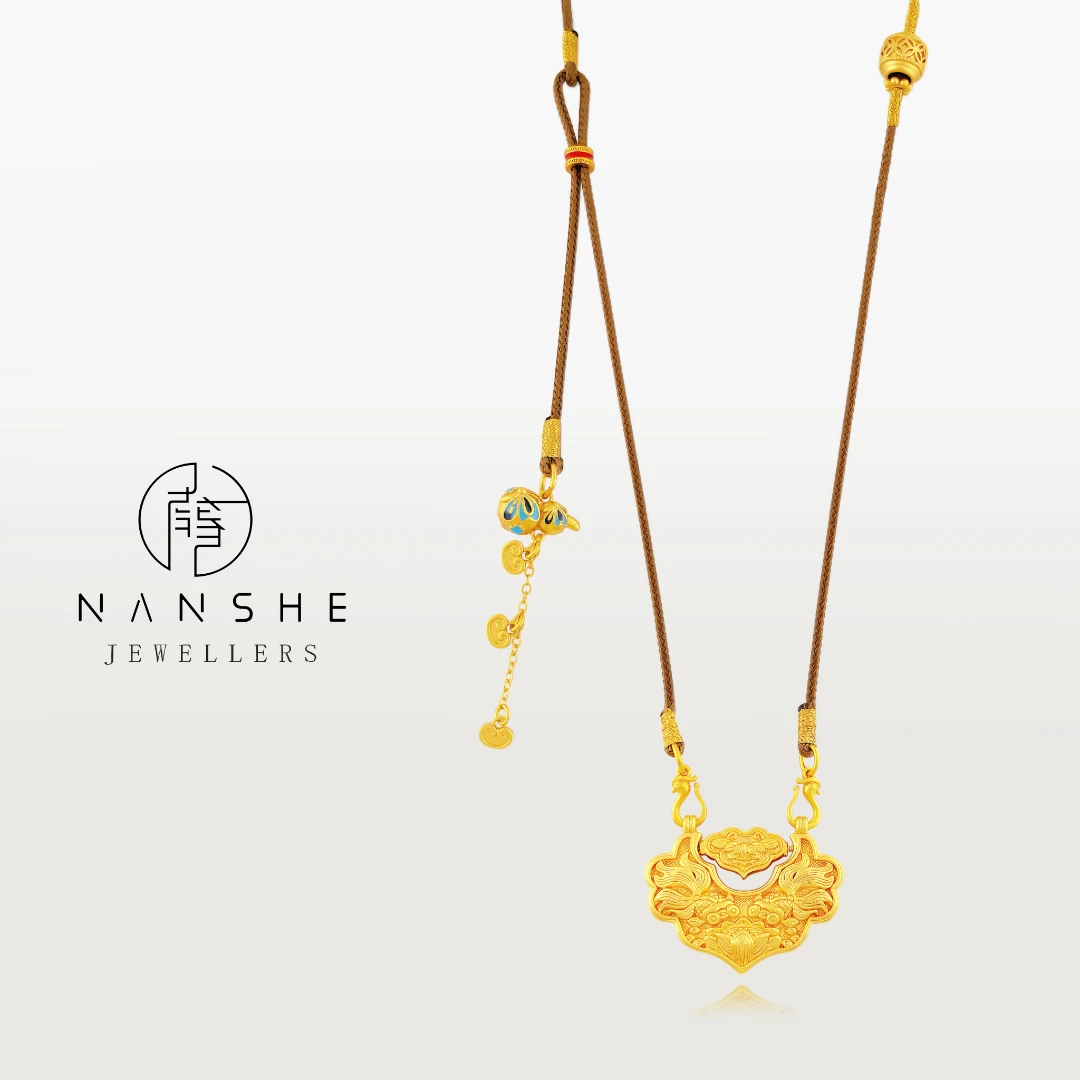 NANSHE/南奢 新中式古法珐琅葫芦锦鲤锁项链L1650