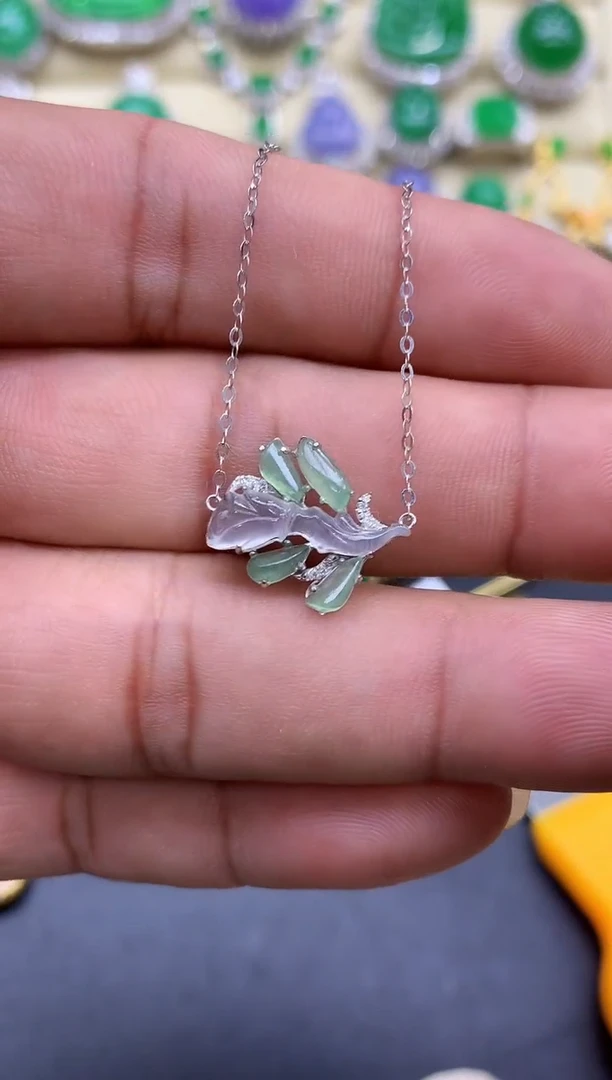 颈饰18K金镶嵌翡翠429-中国好珍宝