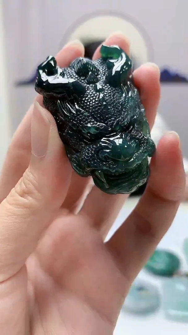 定制翡翠未镶嵌4852zm-毛货挂件48龙牌