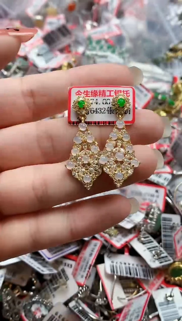 银S925镶嵌戒指翡翠天然A货缅甸翡翠