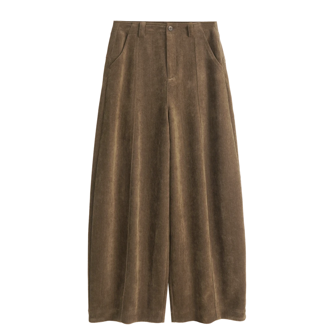 Jiaaaain【生巧】冬季休闲复古宽松高腰绒感阔腿裤