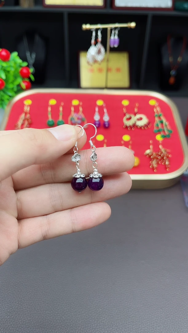 【闪购商品】玛瑙/玉髓耳钉银S925镶嵌235000