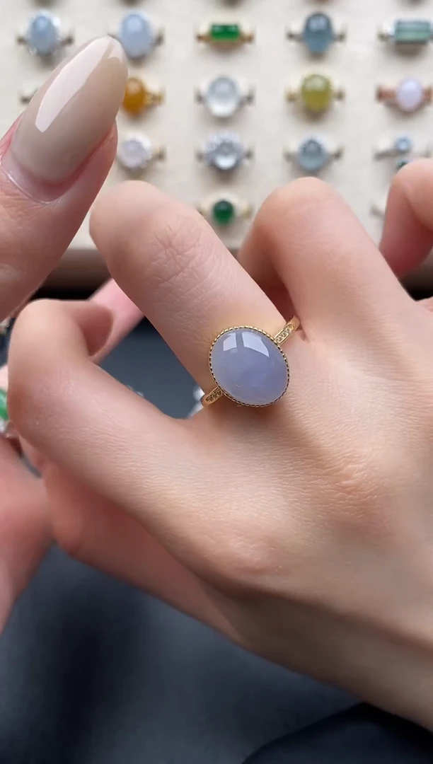 银S925镶嵌戒指翡翠一物一证一礼盒